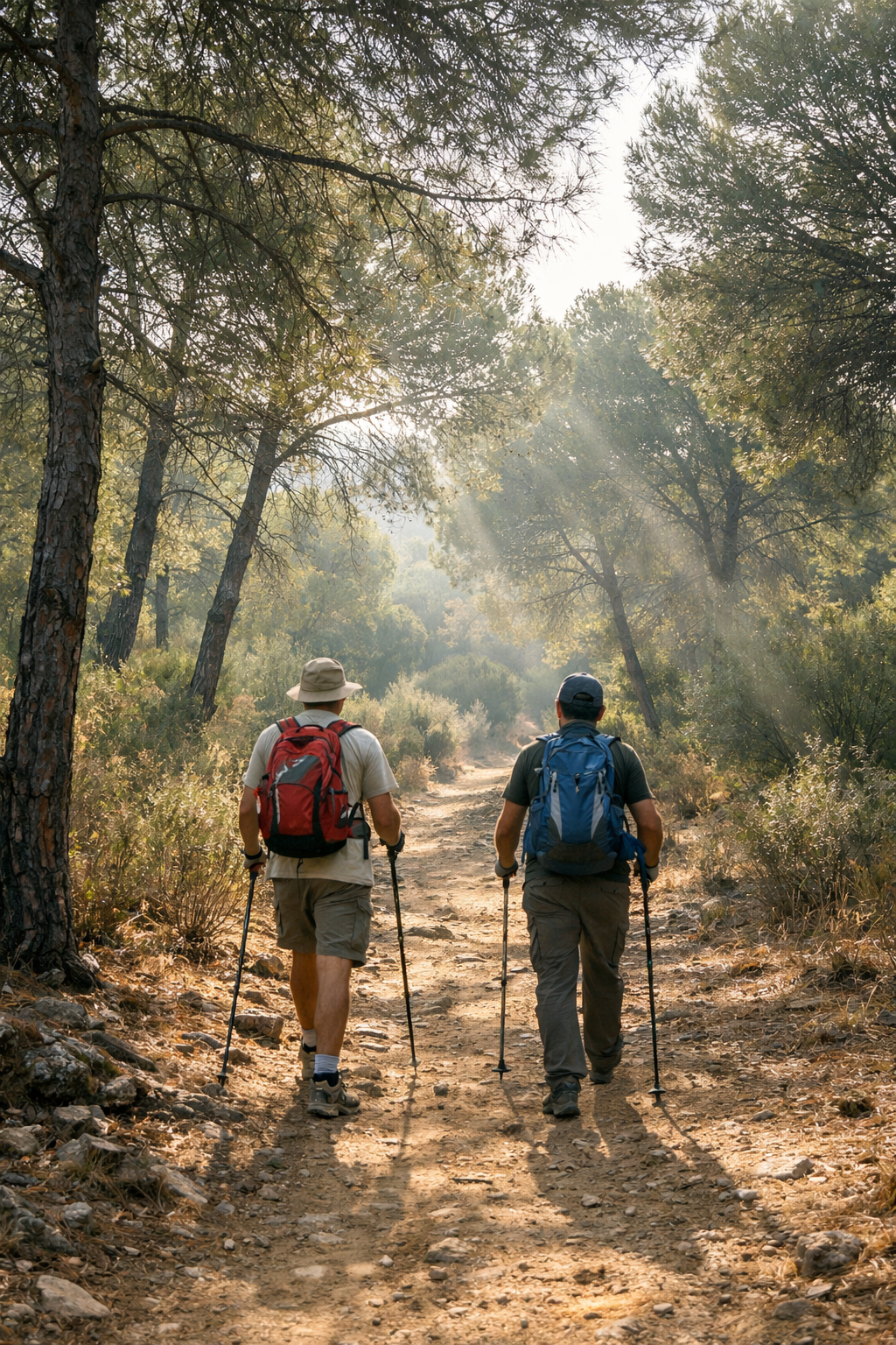 Sendero entre bosque mediterráneo en Córdoba, ruta natural por Sierra Morena